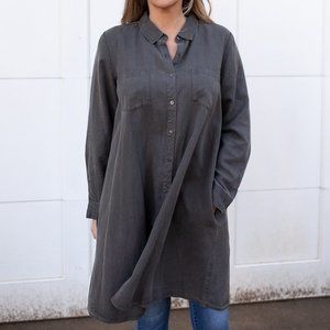 Eileen Fisher Grey Button Up Shirt Dress